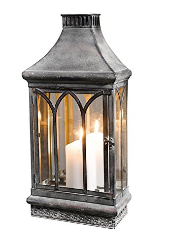 Wall Sconce Candle Holder Lantern Farmhouse Metal Decor w/ Mirror Outdoor Indoor, Clear Glass