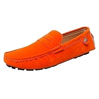 Loafers for Men Round Toe Suede Vamp Penny Driving Loafers Slip Resistant Flat Heel Comfortable Wedding Walking Slip-on