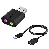 USB External Stereo Sound Adapter for Windows and Mac.+ 22AWG 3 Feet USB 3.0 Extension Cable