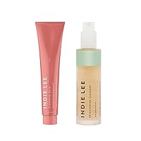 Indie Lee Double Duty Skin Care Bundle for Balanced & Combination Skin - Double Cleansing Kit - Includes Cleansing Balm & Makeup Remover and Brightening Facial Cleanser (2 Count, 90ml/125ml)