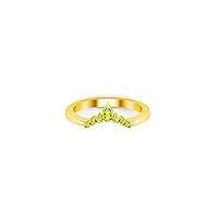 0.50 Ctw Marquise & Round Cut Lab Created Green Peridot V Shape Band Engagement Wedding Ring For Womens & Girls 14K Yellow Gold Plated