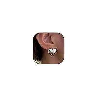 Gold Silver Heart Earrings for Women Teen Girls 18k Gold Plated Chunky Heart Statement Stud Earrings Hypasellergenic Lightweight Earrings Birthday Party Jewelry Gifts