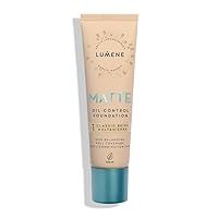 Lumene Matt Control Oil Free Foundation for Oily and Combination Skin Full Coverage with Arctic Cloudberry 30 ml / 1.0 Fl.Oz. (1 Classic Beige)