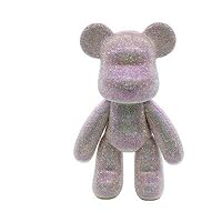 HANDA 13.4 inch 5D DIY Diamond Violent Bear Gloomy Bear Teddy Bear Kit Set Crystal Rhinestone Full Drill Craft Handmade Gift for Birthday Valentine's Day Home Decorations (9.05 inch, Colorful Pink)