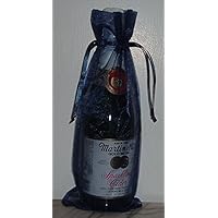 IGC 6x14 Organza Sheer Bags - Bottle/Wine Bags Gift Pouch - Satin Ribbon Closure- Navy Blue (3 Bags)
