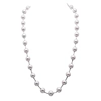 JYX Pearl Necklace Sterling Silver 11.5-13mm White Round Freshawater Cultured Pearl Long Necklace 37