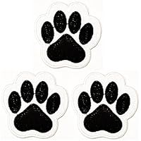 3pcs. Paw Puppy Dog Cartoon Embroidered Iron On Sew On Badge for Jeans Jackets Hats Backpacks Shirts Sticker Black White Paw Cute Cat Dog Appliques & Decorative Patches