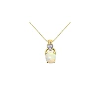 Rylos Necklaces For Women 14K Yellow Gold - Diamond & Opal Pendant Necklace With 18
