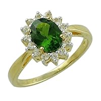 Chrome Diopside Oval Shape 8X6MM Natural Earth Mined Gemstone 10K Yellow Gold Ring Unique Jewelry for Women & Men