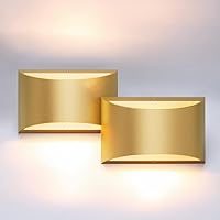 Aipsun Gold Wall Sconce Indoor Wall Lights Hardwired Set of 2 Up and Down Wall Mount Light for Living Room Bedroom Hallway Corridor Conservatory Warm White 3000K(with G9 Bulbs)