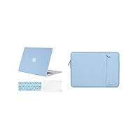 MOSISO Plastic Hard Shell Case & Laptop Sleeve Bag & Keyboard Cover & Screen Protector Only Compatible with MacBook Air 13 inch (Models: A1369 & A1466, Older Version 2010-2017 Release), Airy Blue