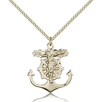 Anchor Crucifix Pendants - Gold Plated Anchor Crucifix Pendant Including 18 Inch Necklace