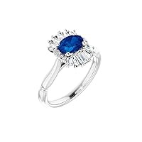 Solid Platinum Solitaire Lab-Created Blue Sapphire and 1/4 Cttw Diamond Ring Band (.25 Cttw) (Width = 9.2mm) - Size 9