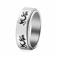 New stainless steel dragon turning ring titanium steel oiled jewelry gold unisex