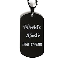 Black Dog Tag, World's Best Boat Captain, Laser Engraved Tag, Dog Tag for Boat Captain, Gifts for Boat Captain, Necklace