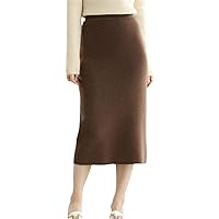 100% Wool Knitted Skirt Women's Long High Waist Slim Wrap Hip Cashmere Skirt