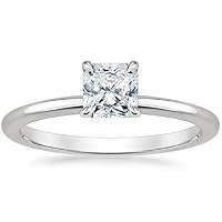 ERAA Jewel 1 CT Radiant Cut Colorless Moissanite Engagement Rings, Wedding/Bridal Ring Set, Solitaire Halo Style, Solid Sterling Silver Vintge Antique Anniversary Promise Rings Gift for Her