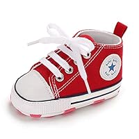 Baby Girls Boys Shoes Soft Anti-Slip Sole Newborn First Walkers Star Sneakers (RED, us_Footwear_Size_System, Infant, Age_Range, Wide, 0_Months, 6_Months)