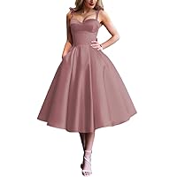 Ball Gown Vintage Cocktail Dress Party Dress Tea Length Sleeveless Spaghetti Strap Prom Dress Plus Size 2023