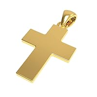 14K Solid Gold Plain Polished Christian Cross Pendant for Men or Women