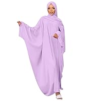 IKADEX Muslim Dress for Women Pakistani Kaftan Abaya Robe + Hijab Arabic Islamic Prayer Clothes Dubai Outfits