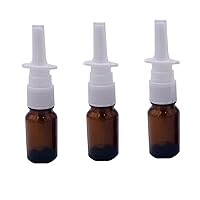 3PCS 15ML Empty Refillable Amber Glass Nasal Bottle Pump Cleanser Container for Dispensing Wash