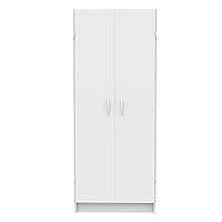 Pantry Cabinet Cupboard with 2 Doors, Adjustable Shelves, Standing, Storage for Kitchen, Laundry or Utility Room, White