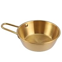 Factory direct supply Korean seasoning 304 stainless steel bowl gold with handle Japanese restaurant rice wine snack bowl