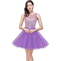 2023 Women's Cocktail Dresses Crystals Applique Short Prom Homecoming Dresses