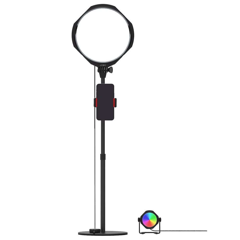 JOBY Beamo Studio Deluxe Lighting Kit, USB Studio Light for Video, Kit for Content Creator, Soft Key Light with Remote, Background Light with 12 Colors, GorillaPod Flexible Arm with Phone Mount