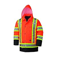 Pioneer High Visibility, Waterproof, Windproof, 6-in-1 Parka, Reflective Tape, Heat and Taped Sealed Seams, Orange, Unisex, 2XL, V1120151U-2XL