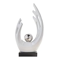 Home Decor Ceramic Statue White Modern Abstract Art Table Decoration Dining Room Living Room Office Centerpiece (A8807White S)