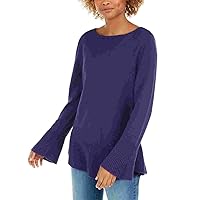 Style & Company Womens Purple Ribbed Patterned Long Sleeve Jewel Neck Blouse Sweater Size PS