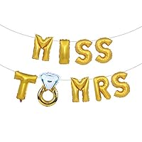 16inch Diamond Gold Letter Balloons, MISS TO MRS Letter Foil Balloons for Wedding Party Bride Decorations Supplies