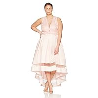 Marina Women's Size Plus Hi-lo Embroidered Gown
