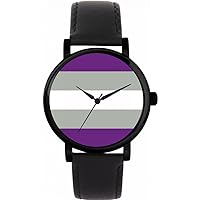 Pride Graysexual Flag Watch Ladies 38mm Case 3atm Water Resistant Custom Designed Quartz Movement Luxury Fashionable