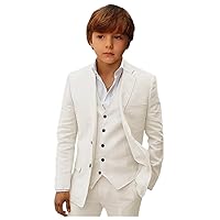 Summer Beach Linen Formal Boys Suits Kids Tuxedo Wedding Dinner Party Performance