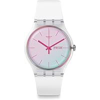Swatch Unisex - Adult Analogue Swiss Quartz Watch with Silicone Strap SUOK713, White, Bracelet