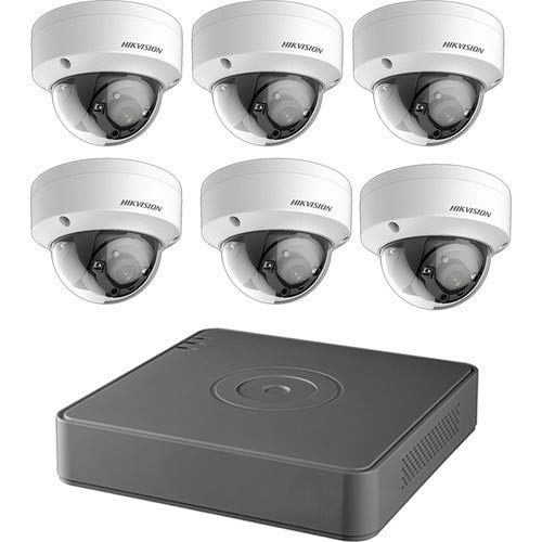 Hikvision T7108Q2TB TurboHD 8-Channel 1080p DVR with 2TB HDD and 6 1080p Outdoor Dome Cameras Kit (Renewed)