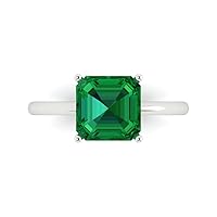 Clara Pucci 2.5 carat Asscher Cut Solitaire Simulated Emerald Proposal Wedding Bridal Anniversary Ring 18K White Gold