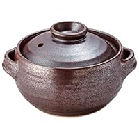 せともの本舗 Set of 3 Rice Pot and Porch Pot, Iron Glazed Rice Pot, 1 Cup, 7.5 x 5.7 x 4.9 inches (19 x 14.5 x 12.5 cm), Body 3.3 inches (8.5 cm), Direct Fire, Restaurant, Commercial Use, Tableware