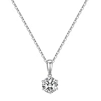sheborn Moissanite Pendant Necklace for Women with Certificate, 18K White Gold Plated 925 Sterling Silver Chain, Fashion Jewellery Gift for Mum Wife Girlfriend