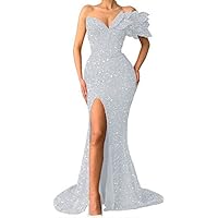 Women's Strapless Prom Dresses Mermaid Formal Evening Prom Dresses with Slit Wedding Party Gown