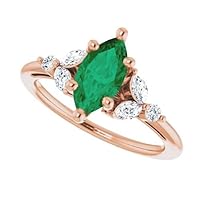 3 CT Vintage Marquise Emerald Ring Platinum, Trillium Green Emerald Engagement Ring, Elvish Emerald Ring, Woodland Marquise Emerald Ring, May Birthstone, Wedding Ring, Bridal Ring, Perfact for Gift