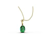 3 Ctw Natural Oval Shape Zambian Emerald Necklace In 14k Solid Gold For Girls And Women 8x11 MM Emerald