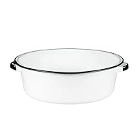 Enamel on Steel Dish Pan with handles, 15-Quart capacity, Speckled White