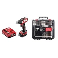Bundle of SKIL Brushless 12V 1/2 In. Compact Drill Driver Kit Includes 2.0Ah Battery and PWR JUMP Charger - DL6290A-10 + SKIL 120pc Drilling and Screw Driving Bit Set with Bit Grip - SMXS8501