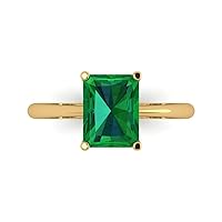 Clara Pucci 2.6 ct Radiant Cut Solitaire Simulated Emerald Classic Anniversary Promise Engagement ring Solid 18K Yellow Gold for Women