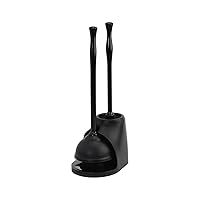 Toilet Plunger and Bowl Brush Combo with Caddy, 3-Piece Heavy-Duty Plunger, Toilet Brush, and Caddy Set, Black