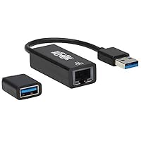 Tripp Lite USB-C/USB-A to RJ45 Network Adapter (Male-to-Female), Black, Gigabit Ethernet 1 Gbps, USB 3.2 Gen 1, Windows & macOS Compatible, 3-Year Warranty (U336-000-GB-CA)